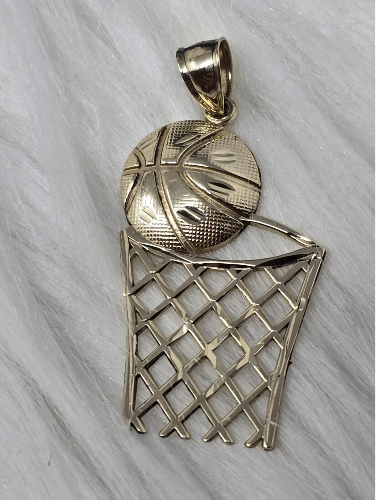 10k Solid Gold 3d Basketball Pendant Charm Sports